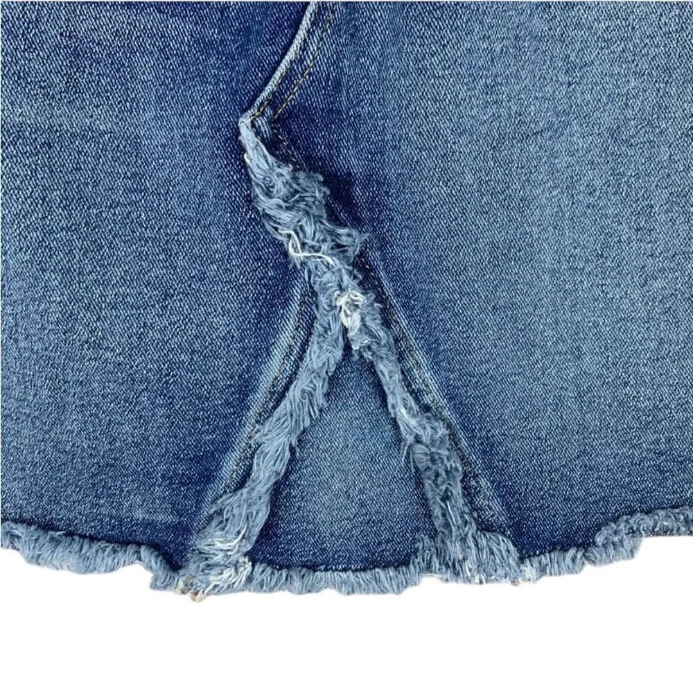 Seven 7 for all mankind frayed stretch denim blue summer 90’s Y2K Mini Skirt 27
